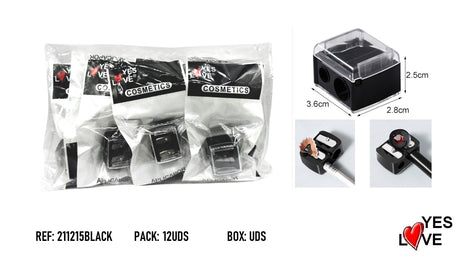 SACAPUNTAS NEGROS Y COLORES DOBLE