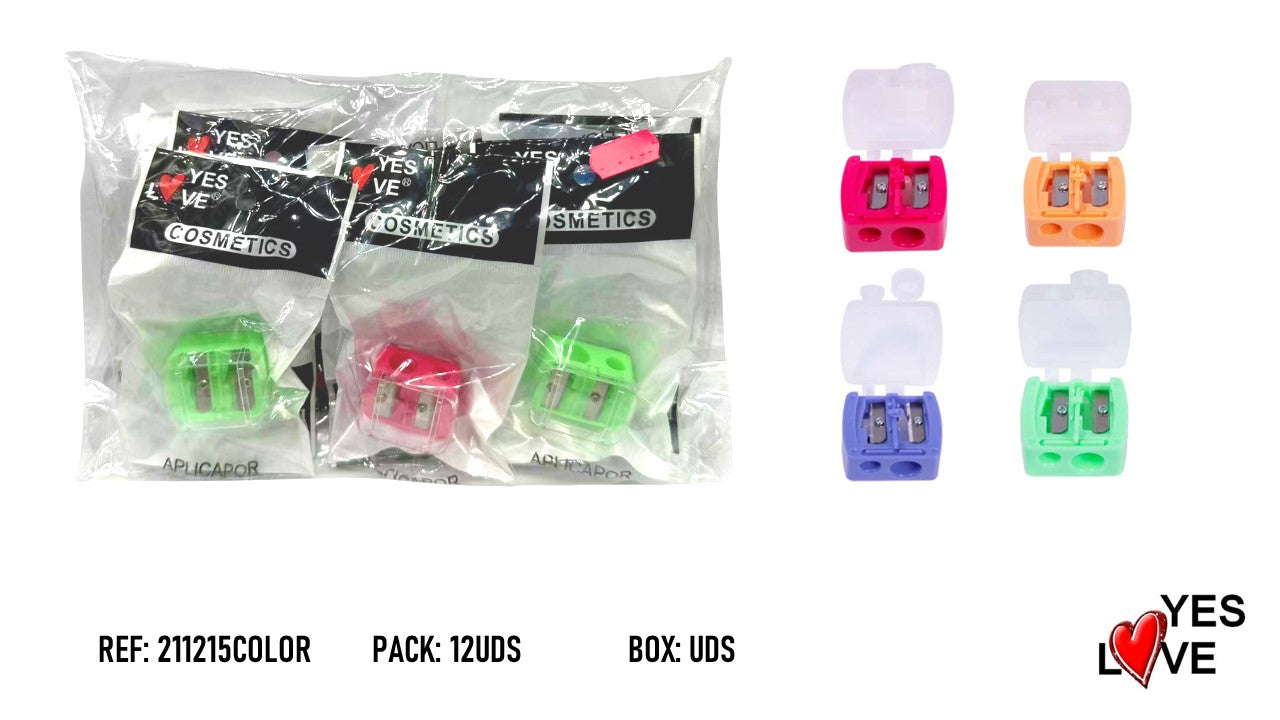 SACAPUNTAS NEGROS Y COLORES DOBLE