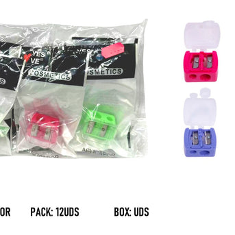 SACAPUNTAS NEGROS Y COLORES DOBLE