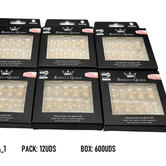 UÑAS POSTIZAS REBECCA QUEEN PRESS ON MANICURA FRANCESA BEIS