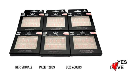 UÑAS POSTIZAS REBECCA QUEEN PRESS ON MANICURA FRANCESA ROSITA