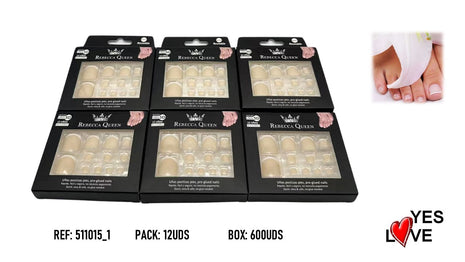 UÑAS POSTIZAS REBECCA QUEEN PRESS ON PEDICURA FRANCESA BEIS