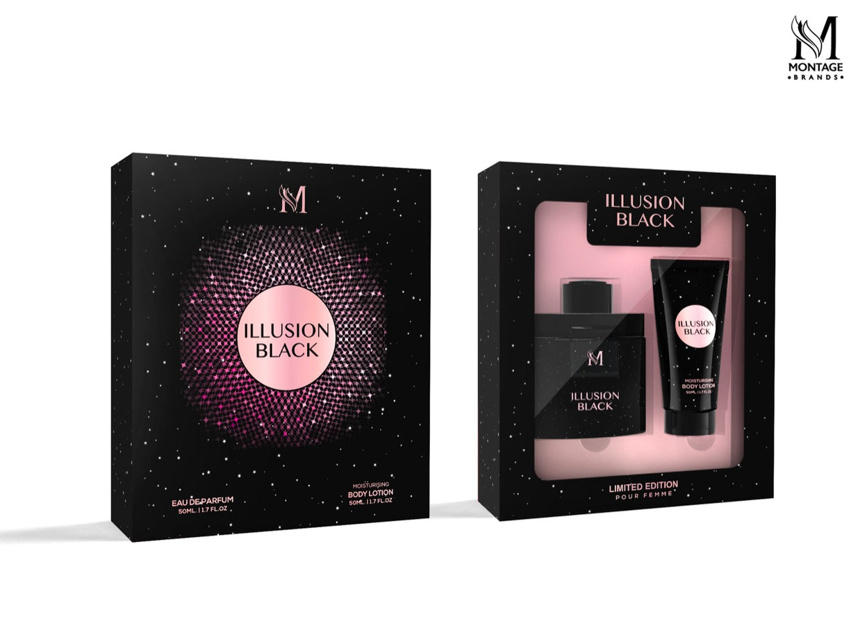 SET PERFUME 50ML ILLUSION BLACK