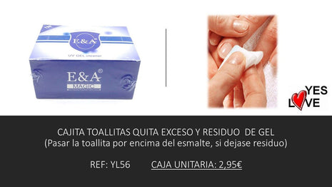 CAJITA TOALLITAS QUITA EXCESO DE RESIDUO GEL